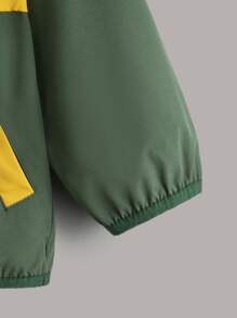 SHEIN Young Boy 標語圖案拼色半拉鍊連帽夾克 - 彩色 - 查看 4