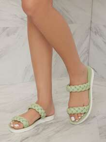 Dép bệt Nữ màu trơn Kỳ nghỉ - Màu xanh Bạc hà - Xem 3