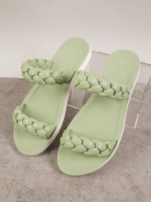 Dép bệt Nữ màu trơn Kỳ nghỉ - Màu xanh Bạc hà - Xem 4