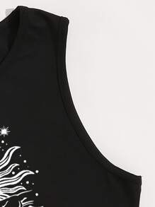 SHEIN Unity Sun & Gesture Print Tank Top - Black - View 4
