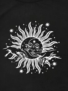 SHEIN Unity Sun & Gesture Print Tank Top - Black - View 5