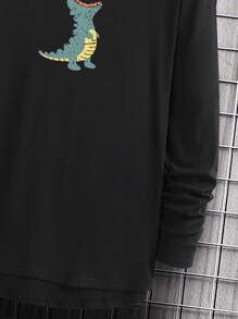 Manfinity Homme Hombres Camiseta con estampado de dinosaurio - Negro - Ver 3