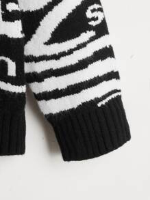 Áo len cho bé trai tập đi Lá thư Sọc ngựa vằn Giải trí - Đen và trắng - Xem 4