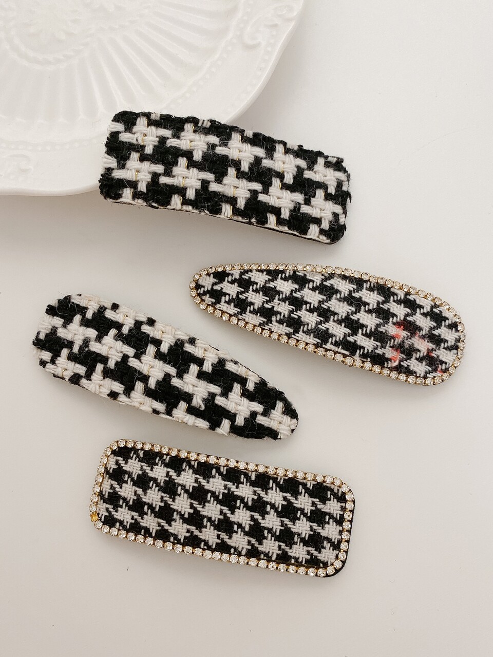 Set Of 4 Women's Multicolor Plaid Fabric Covered Metal Hair Clips, Suitable For Daily Use Street Claw Clips Hair Claws Hair Barrettes, School Stuff, New Years, Hair Accessories, Head Accessories, Hair Accessories For Women, Hairpin