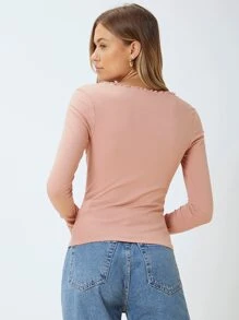 SHEIN Slim T-Shirt Made Of Lenzing™ Ecovero™ Branded Viscose Fibers - Coral Pink - View 9