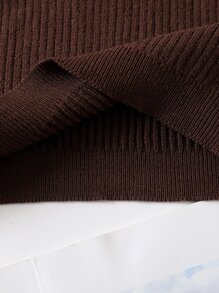 INAWLY Solid Crop Knit Cami Top - Chocolate Brown - View 6
