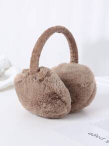 1PC Unisex Solid Color Earmuffs - Soft Plush Ear Warmer, Foldable Ear Muffs, Comfortable Coldproof Earmuffs for Winter Outdoor - Brown - View 3