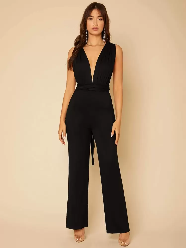 SHEIN Tall Criss Cross Tie Back Jumpsuit | SHEIN USA