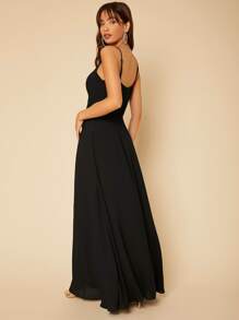 SHEIN Tall Solid Wrap Detail Cami Dress - Black - View 2