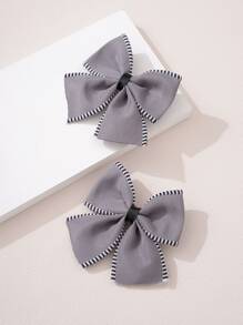 2个少女蝴蝶结发夹 - 淺灰色 - 查看 2