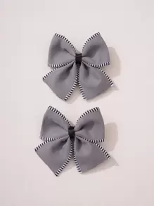 2个少女蝴蝶结发夹 - 淺灰色 - 查看 3