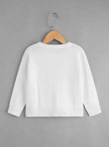 Toddler Girl Cable Knit Asymmetrical Hem Drop Shoulder Jumper - White - View 2