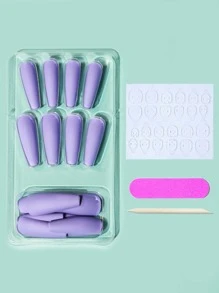 素色假指甲套裝 - 淺灰紫 - 查看 2