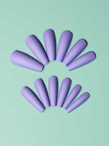 素色假指甲套裝 - 淺灰紫 - 查看 4