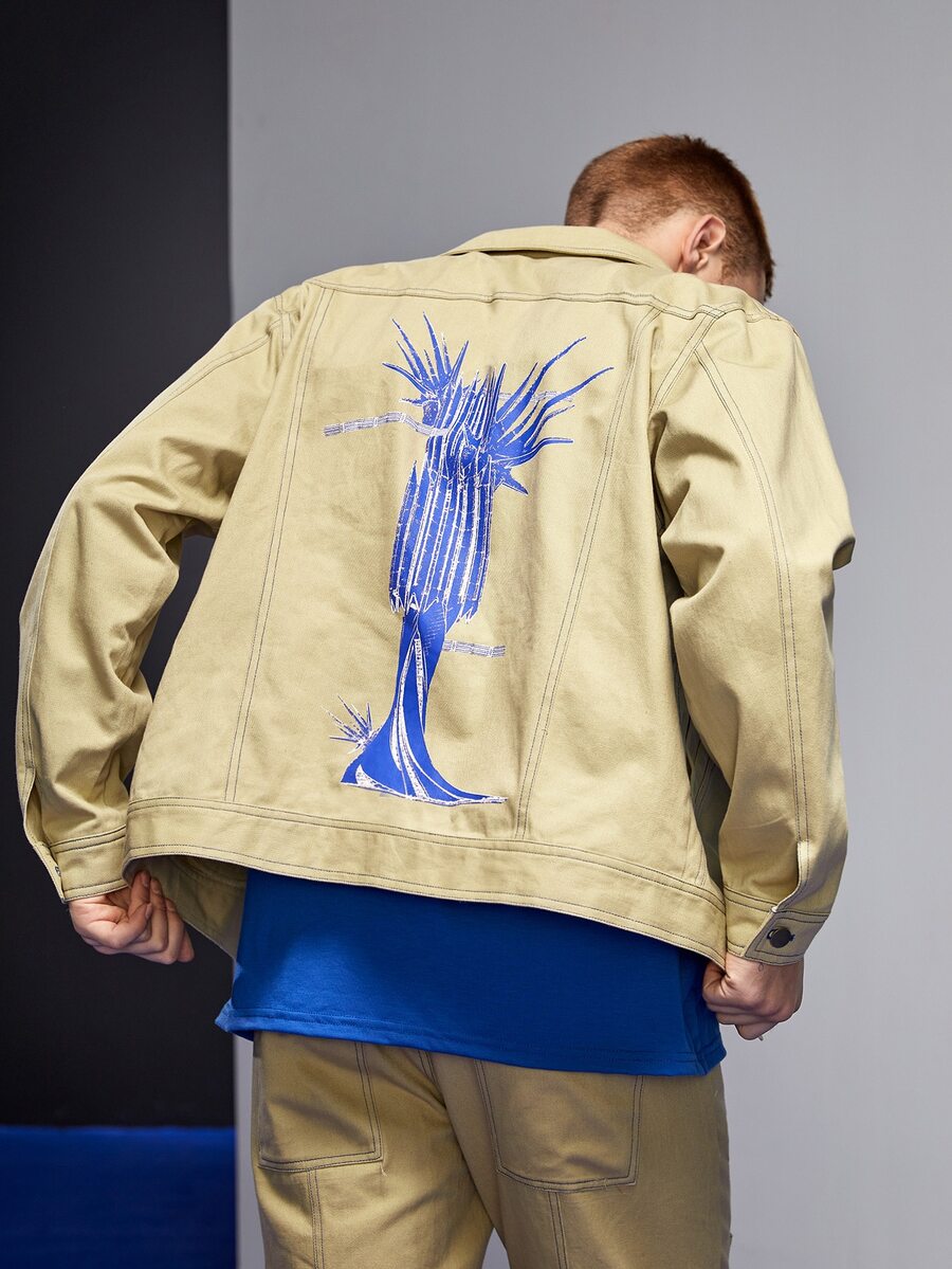 MATEU-S Áo khoác Nam Túi Nút phía trước Đồ họa Giải trí - Màu Khaki - Xem 1