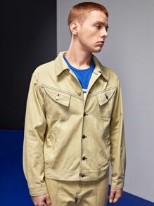 MATEU-S Áo khoác Nam Túi Nút phía trước Đồ họa Giải trí - Màu Khaki - Xem 6