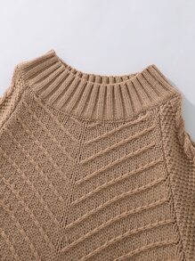 Toddler Girl Cold Shoulder Jumper - Camel - View 3