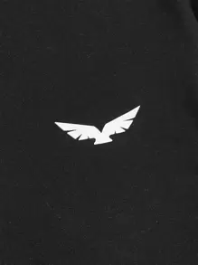 SHEIN Men Wings Print Tee & Tartan Pants Lounge Set