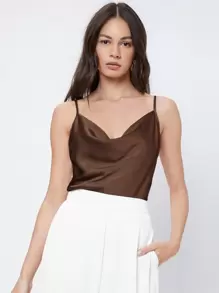 BizChic Top casual da donna senza maniche con motivo a camisole di , elegante e romantico color solido adatto per l'ufficio, uso quotidiano, autunno