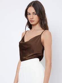 BizChic Top casual da donna senza maniche con motivo a camisole di , elegante e romantico color solido adatto per l'ufficio, uso quotidiano, autunno