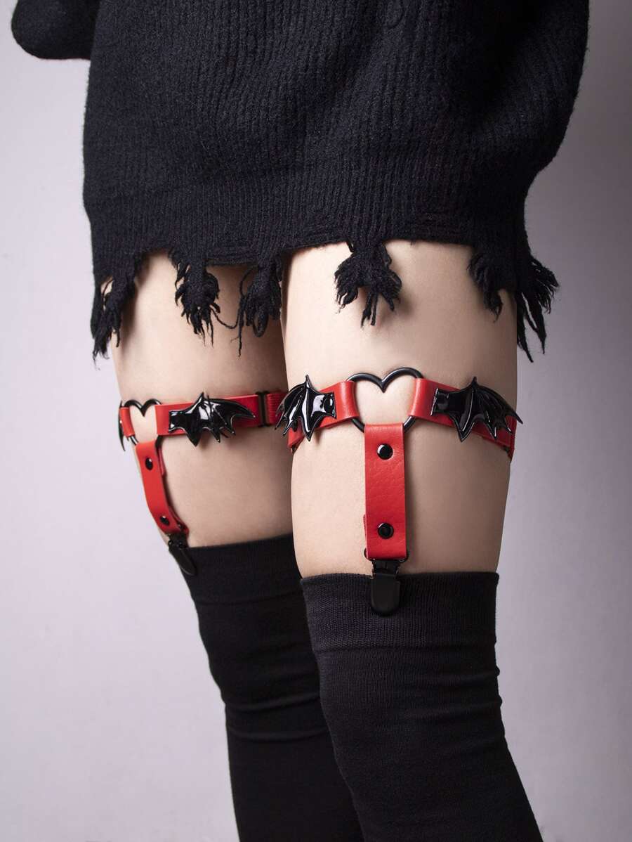 2 cái Bat Wing Trang trí nội thất Garter Belt - Đỏ - Xem 1