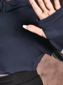 SHEIN Yoga Futuristic Conjunto deportivo de color combinado cremallera media con puntada - Multicolor - Ver 5