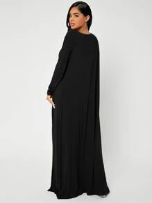 SHEIN SXY Bộ đồ hai mảnh nữ màu trơn Giải trí - màu đen - Xem 2