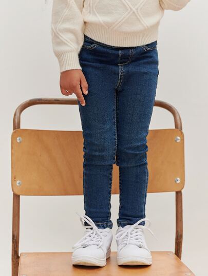 SHEIN Jeans de cintura elástica para niña joven
