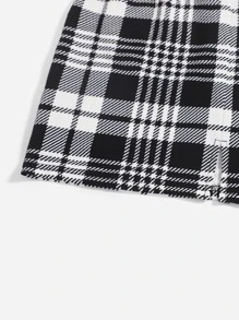 SHEIN 小女童格紋印花半身裙