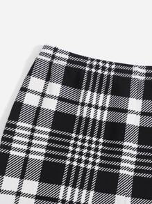 SHEIN 小女童格紋印花半身裙