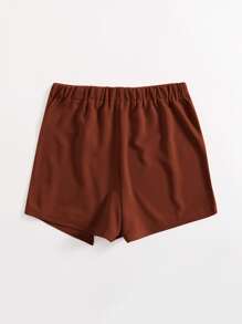 SHEIN EZwear Plus Split Hem Skort - Rust Brown - View 2