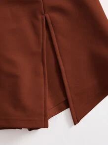 SHEIN EZwear Plus Split Hem Skort - Rust Brown - View 5