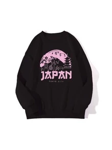 Áo nỉ Plus Size Đồ họa Lá thư Giải trí - màu đen - Xem 1