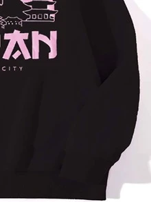 Áo nỉ Plus Size Đồ họa Lá thư Giải trí - màu đen - Xem 3