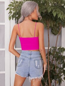 SHEIN Essnce 合身素色吊帶上衣 - 玫紅色 - 查看 2