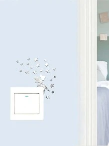 Fairy Shaped Mirror Surface Switch Outlet Wall Sticker - Silver - View 2