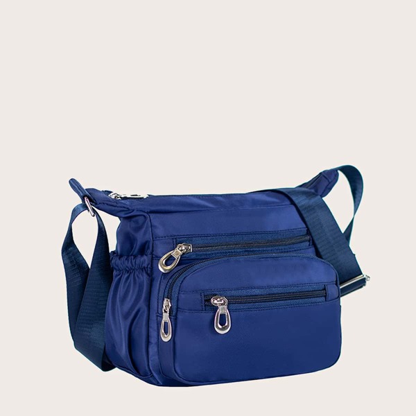 

Pocket Side Zip Square Bag, Blue