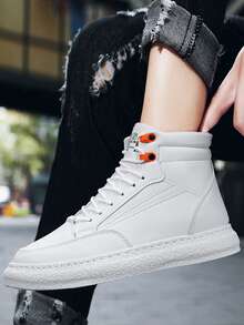 Men High Top Skate Shoes - White - View 2