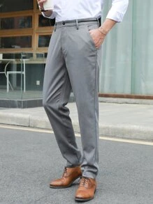 Manfinity Men Slant Pocket Trousers - Grey - View 4