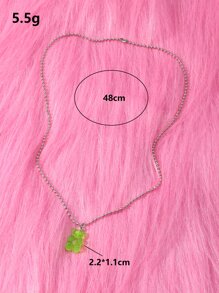 ROMWE Kawaii 熊裝飾鏈條樣式項鍊 - 綠色 - 查看 3