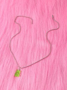 ROMWE Kawaii 熊裝飾鏈條樣式項鍊 - 綠色 - 查看 4