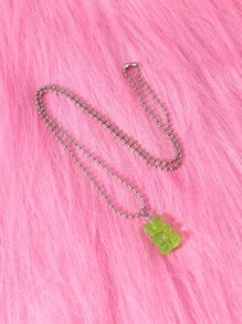 ROMWE Kawaii 熊裝飾鏈條樣式項鍊 - 綠色 - 查看 5