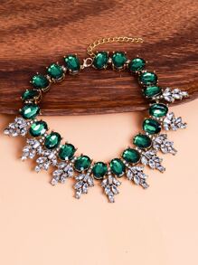 Collar con diseño de diamante de imitación - Verde - Ver 1