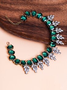 Collar con diseño de diamante de imitación - Verde - Ver 2