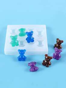 1pc Bear Design DIY Silicone Mold, 8 Grid Cartoon Silicone Mold For DIY - White - View 3