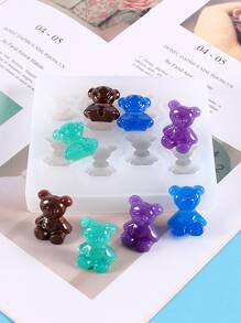 1pc Bear Design DIY Silicone Mold, 8 Grid Cartoon Silicone Mold For DIY - White - View 5