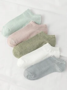 5pairs Solid Ankle Socks - Multicolor - View 1