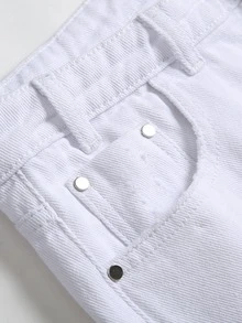 Manfinity Homme Men Ripped Frayed Cat Scratch Jeans - White - View 4