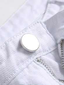 Manfinity Homme Men Ripped Frayed Cat Scratch Jeans - White - View 5