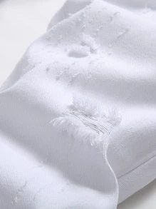 Manfinity Homme Men Ripped Frayed Cat Scratch Jeans - White - View 6